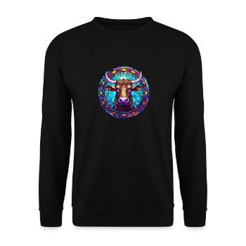 Vache élégante et tendance - Vitrail Artistique Co - Sweat-shirt Unisexe - noir - Devant - Alina (178cm) & Michal (187cm)