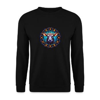 Stained Glass Artist - Cow Stained Glass Art - Sweat-shirt Unisexe - noir - Devant - Alina (178cm) & Michal (187cm)