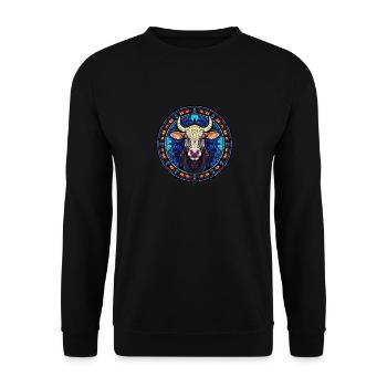 Mosaic Art - Stained Glass Art Cow - Sweat-shirt Unisexe - noir - Devant - Alina (178cm) & Michal (187cm)