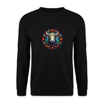 Stained Glass Design - Cow in Stained Glass Patter - Unisex Sweatshirt - black - Front - Alina (178cm) & Michal (187cm)