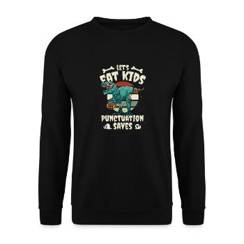 Halloween Let's Eat Kids Interpunktion rettet Leben - Unisex Pullover - Schwarz - Vorne - Alina (178cm) & Michal (187cm)