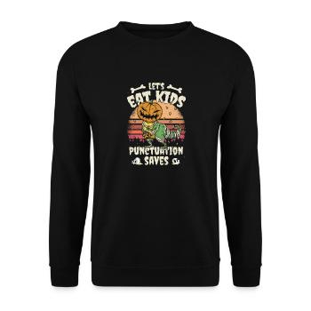 Halloween-Kostümlehrer lässt Kinder essen - Unisex Pullover - Schwarz - Vorne - Alina (178cm) & Michal (187cm)