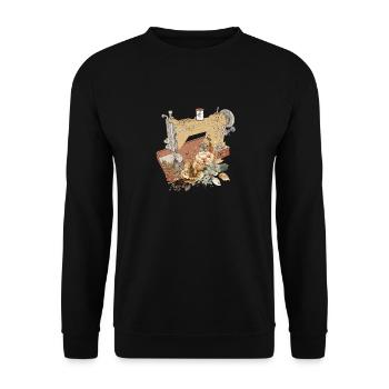 Machine à coudre vintage Artisanat Quilting Sewing Fleurs - Sweat-shirt Unisexe - noir - Devant - Alina (178cm) & Michal (187cm)