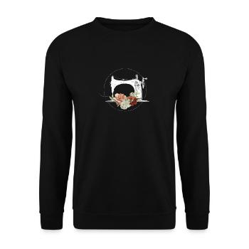 Machine à coudre vintage Artisanat Quilting Sewing Fleurs - Sweat-shirt Unisexe - noir - Devant - Alina (178cm) & Michal (187cm)