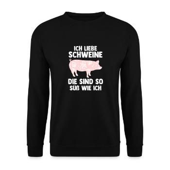 Ferkel Landwirt Bauer Bauernhof Schweine - Unisex Pullover - Schwarz - Vorne - Alina (178cm) & Michal (187cm)