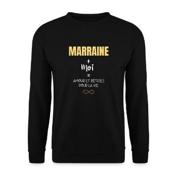 Marraine et moi amour et bêtises pour la vie - Sweat-shirt Unisexe - noir - Devant - Alina (178cm) & Michal (187cm)