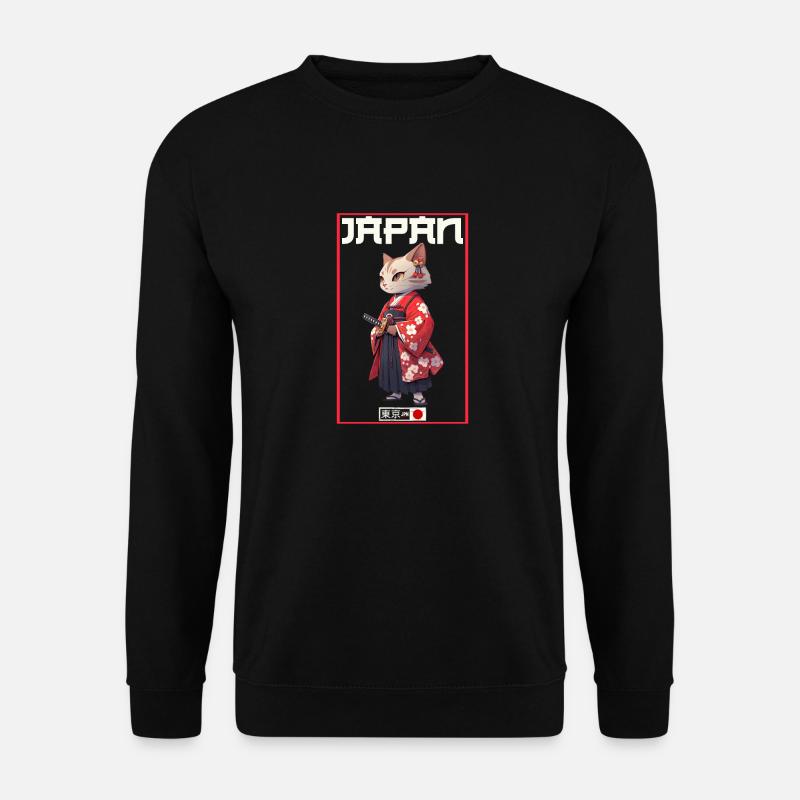 Asien Katze Japanischer Samurais Samurai - Unisex Pullover - Schwarz