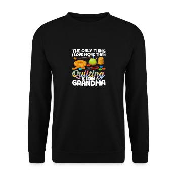 Das Einzige, was ich mehr liebe als Quilten - Unisex Pullover - Schwarz - Vorne - Alina (178cm) & Michal (187cm)