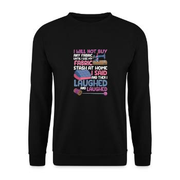 Je ne vais pas acheter une machine à coudre en tissu Drôle - Sweat-shirt Unisexe - noir - Devant - Alina (178cm) & Michal (187cm)