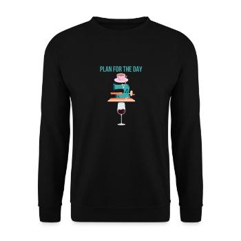 Plan For The Day Coffee Sewing Machine Wine Funny - Unisex Sweatshirt - black - Front - Alina (178cm) & Michal (187cm)