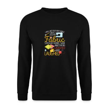 Je ne vais pas acheter une machine à coudre en tissu Drôle - Sweat-shirt Unisexe - noir - Devant - Alina (178cm) & Michal (187cm)