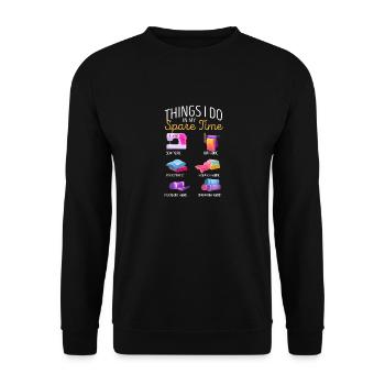 Ce que je fais pendant mon temps libre Passe-temps de couture - Sweat-shirt Unisexe - noir - Devant - Alina (178cm) & Michal (187cm)