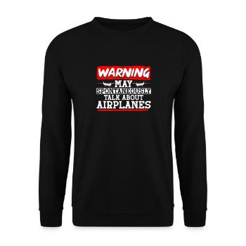 Avertissement peut spontanément parler d’avions - Sweat-shirt Unisexe - noir - Devant - Alina (178cm) & Michal (187cm)