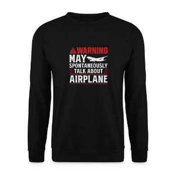 Avertissement peut spontanément parler d’avions - Sweat-shirt Unisexe - noir - Devant - Alina (178cm) & Michal (187cm)