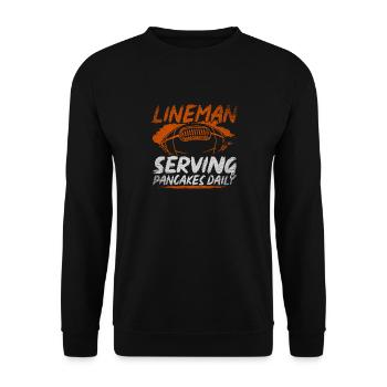 Lineman Serving Pancakes Daily American Football - Unisex Pullover - Schwarz - Vorne - Alina (178cm) & Michal (187cm)