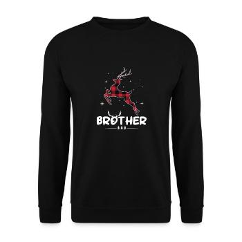 Red Plaid Reindeer Brother Christmas Xmas - Unisex Sweatshirt - black - Front - Alina (178cm) & Michal (187cm)