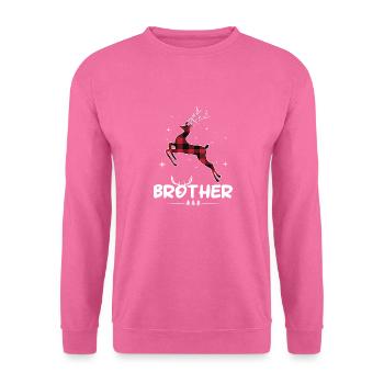 Rot kariert Rentierbruder Weihnachten Weihnachten - Unisex Pullover - Pink - Vorne
