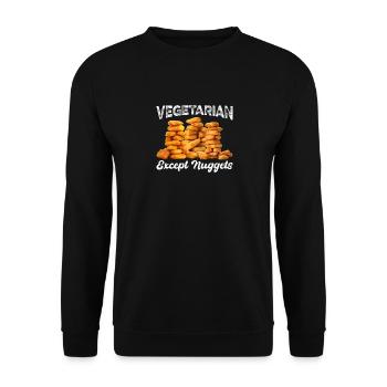 Cool Vegetarisch außer Nuggets Hühnchen Gemüse Wortspiel - Unisex Pullover - Schwarz - Vorne - Alina (178cm) & Michal (187cm)