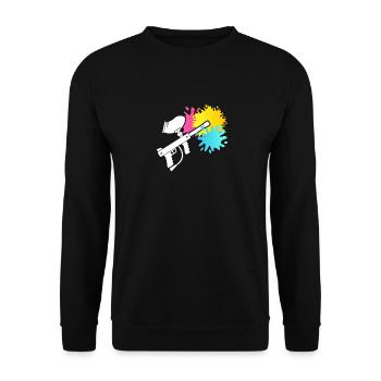 Paintball Gun Silhouette Airsoft Fan Painting - Unisex Sweatshirt - black - Front - Alina (178cm) & Michal (187cm)