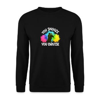 Sie Snooze Sie Prellung lustig Paintball Baller - Unisex Pullover - Schwarz - Vorne - Alina (178cm) & Michal (187cm)
