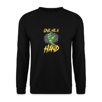 Give me a Hand chilling Halloween - Unisex Pullover - Schwarz - Vorne - Alina (178cm) & Michal (187cm)