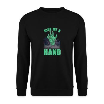 Give me a Hand chilling Halloween - Unisex Pullover - Schwarz - Vorne - Alina (178cm) & Michal (187cm)
