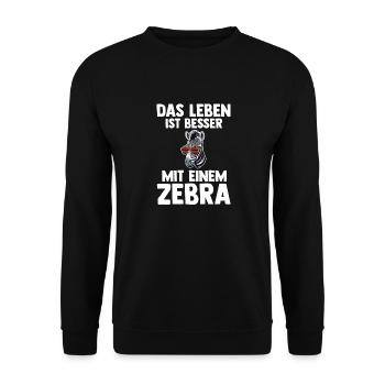 Zebra - Unisex Pullover - Schwarz - Vorne - Alina (178cm) & Michal (187cm)