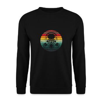 Totenkopf Gasmaske Sonnenuntergang Geschenk Halloween - Unisex Pullover - Schwarz - Vorne - Alina (178cm) & Michal (187cm)