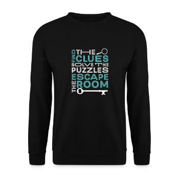 Défi Trouver des indices Résoudre les énigmes Salle d’évasion - Sweat-shirt Unisexe - noir - Devant - Alina (178cm) & Michal (187cm)