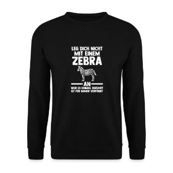 Zebra - Unisex Pullover - Schwarz - Vorne - Alina (178cm) & Michal (187cm)