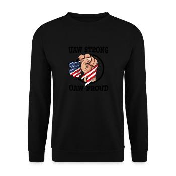 UAW Strong UAW Proud w/ USA FLAG - United Auto - Unisex Sweatshirt - black - Front - Alina (178cm) & Michal (187cm)