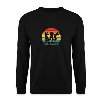 Paintball Paintballer Taktische Sportmeister Retro - Unisex Pullover - Schwarz - Vorne - Alina (178cm) & Michal (187cm)
