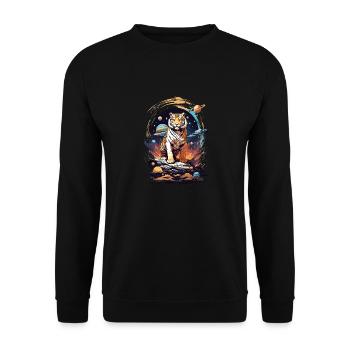 Tiger on the cliff in space - Solar System - Unisex Sweatshirt - black - Front - Alina (178cm) & Michal (187cm)