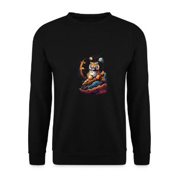 Tiger on the cliff in space - Solar System - Unisex Sweatshirt - black - Front - Alina (178cm) & Michal (187cm)