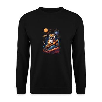 Tiger on the cliff in space - Solar System - Unisex Sweatshirt - black - Front - Alina (178cm) & Michal (187cm)