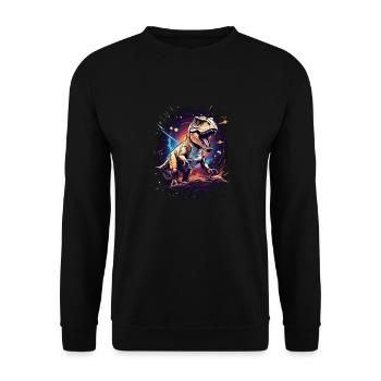 T-Rex on a rocky cliff in space - Unisex Sweatshirt - black - Front - Alina (178cm) & Michal (187cm)