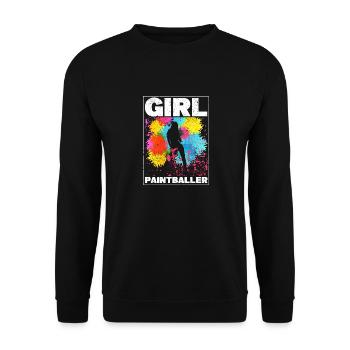 Mädchen Paintballer Spielerin Paintball Frau - Unisex Pullover - Schwarz - Vorne - Alina (178cm) & Michal (187cm)
