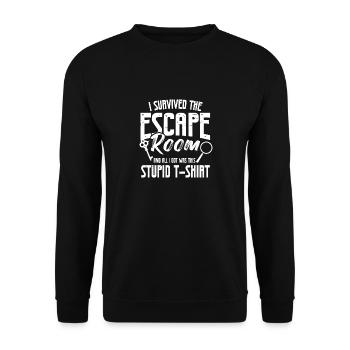 Mystery Challenge Funny I Survived The Escape Room - Unisex Sweatshirt - black - Front - Alina (178cm) & Michal (187cm)