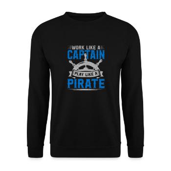 Work Like A Captain Play Like A Pirate - Unisex Sweatshirt - black - Front - Alina (178cm) & Michal (187cm)