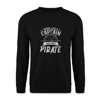 Work Like A Captain Play Like A Pirate - Unisex Sweatshirt - black - Front - Alina (178cm) & Michal (187cm)
