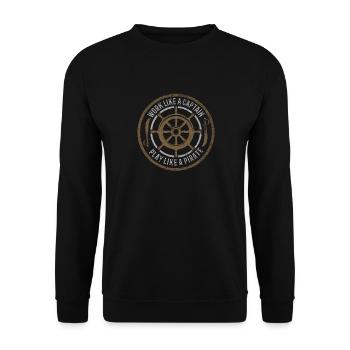 Work Like A Captain Play Like A Pirate - Unisex Sweatshirt - black - Front - Alina (178cm) & Michal (187cm)