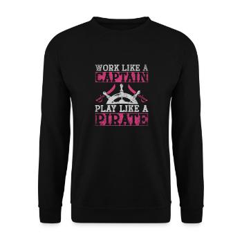 Work Like A Captain Play Like A Pirate - Unisex Sweatshirt - black - Front - Alina (178cm) & Michal (187cm)