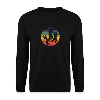Paintball Spieler Paintballer Team Sport Retro - Unisex Pullover - Schwarz - Vorne - Alina (178cm) & Michal (187cm)