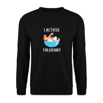 Lustige laktosetolerante milchfreie kühle Milchprodukte vegan - Unisex Pullover - Schwarz - Vorne - Alina (178cm) & Michal (187cm)