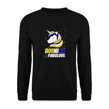 Bosnia and Herzegovina Flag Bosnia - Unisex Sweatshirt - black - Front - Alina (178cm) & Michal (187cm)