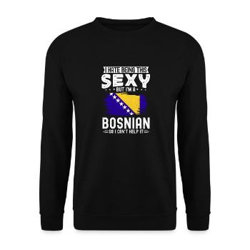 Bosnien und Herzegowina Flagge Bosnien - Unisex Pullover - Schwarz - Vorne - Alina (178cm) & Michal (187cm)