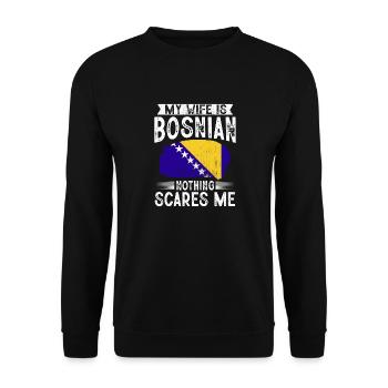Bosnien und Herzegowina Flagge Bosnien - Unisex Pullover - Schwarz - Vorne - Alina (178cm) & Michal (187cm)