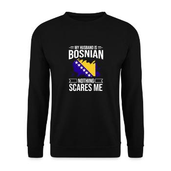 Bosnien und Herzegowina Flagge Bosnien - Unisex Pullover - Schwarz - Vorne - Alina (178cm) & Michal (187cm)