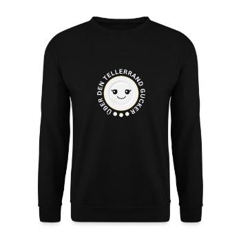 Über Den Tellerrand Gucker - Unisex Pullover - Schwarz - Vorne - Alina (178cm) & Michal (187cm)