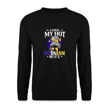 Bosnien und Herzegowina Flagge Bosnien - Unisex Pullover - Schwarz - Vorne - Alina (178cm) & Michal (187cm)